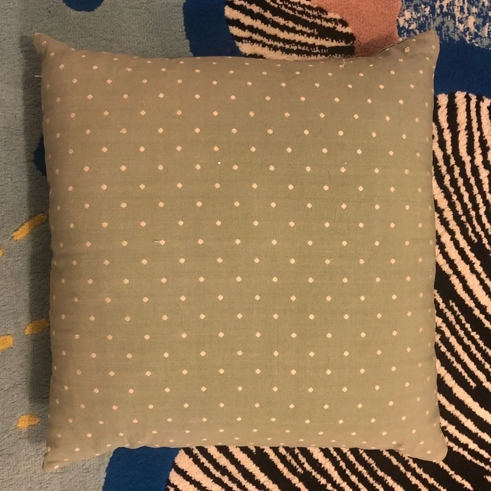 Pair of Sage Green Throw Pillows with Embroidered Dots
